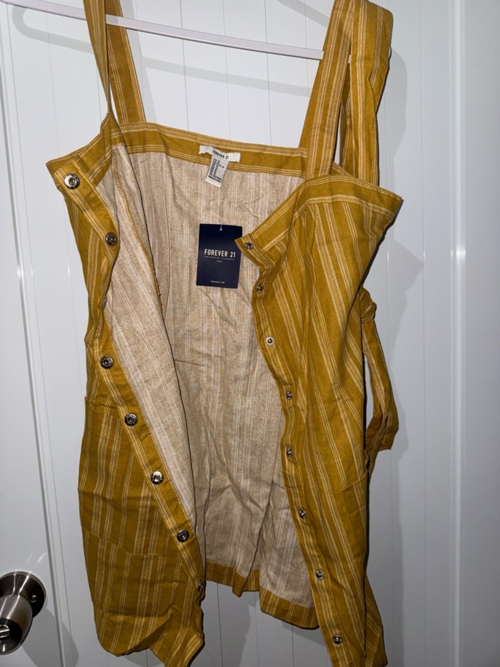 Forever 21 Mustard Yellow Striped Button-Front Dress